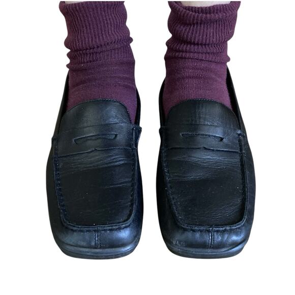 Vintage 90s Y2k What’s What Aerosoles Black Leather Square Toe Penny Loafers 7 - Picture 2 of 8